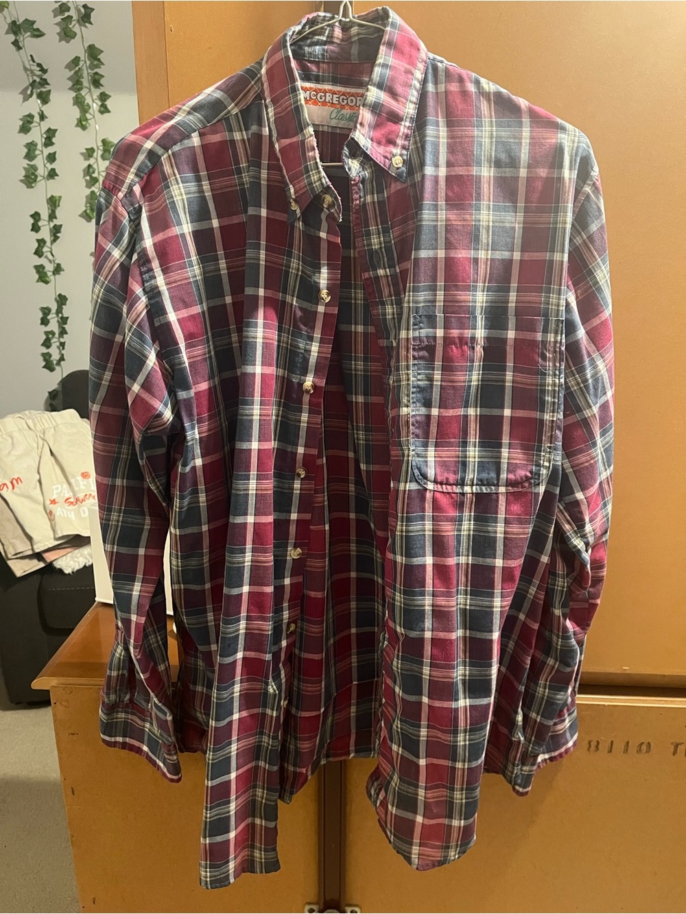 McGregor Red and Navy Plaid Button-Down Shirt